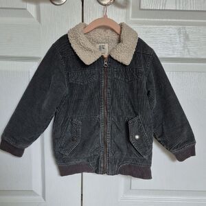 Old Navy Kids Dark Gray Corduroy Jacket with Sherpa Collar
